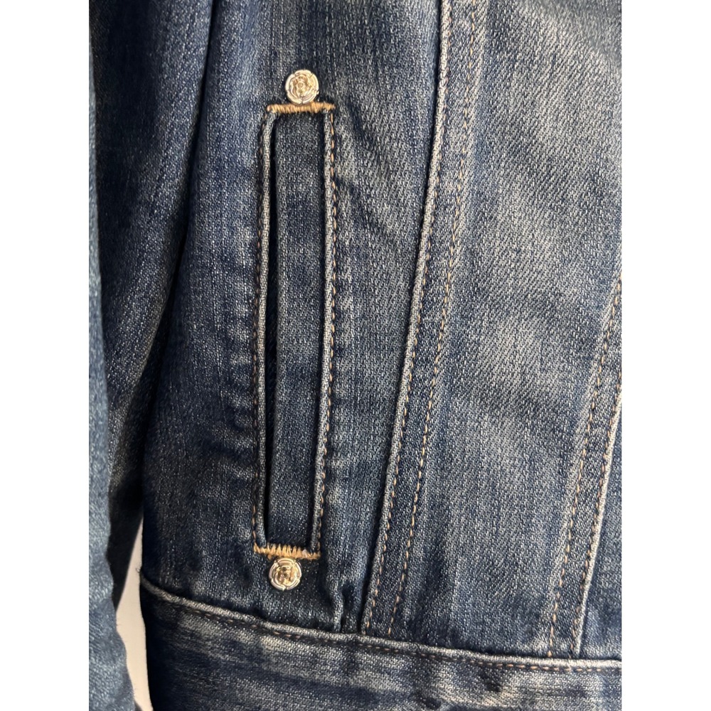 White House Black Market WHBM Cropped Denim Jacket Blue Wash Size 14 - Picture 6 of 12